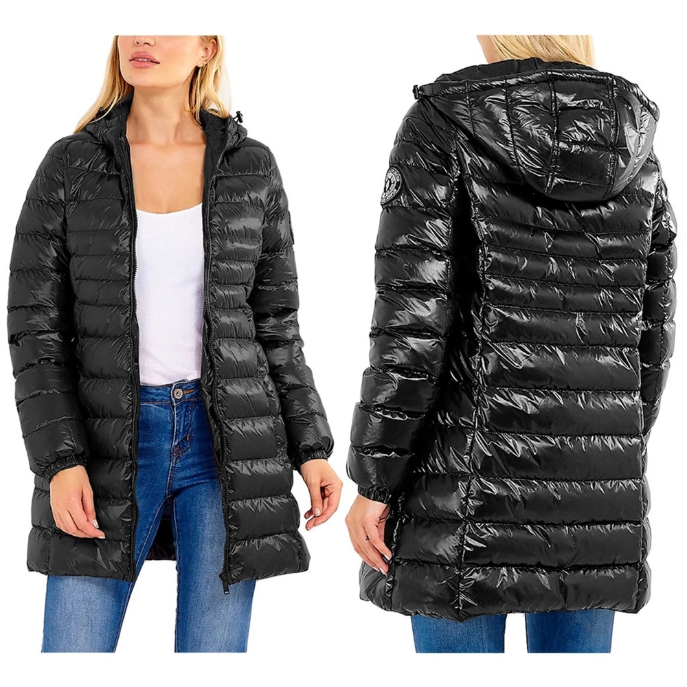 LADIES PADDED PUFFER STYLE HOODED JACKET COAT ZIP POCKETS
